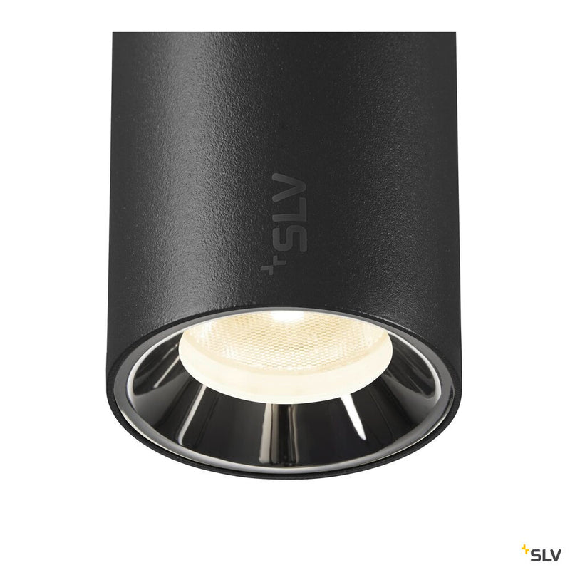 SLV 1006803 NUMINOS® XS, 48V pendant light, pendant length 150 cm, 4000 K, 55°, DALI 2, matt black / glossy chrome