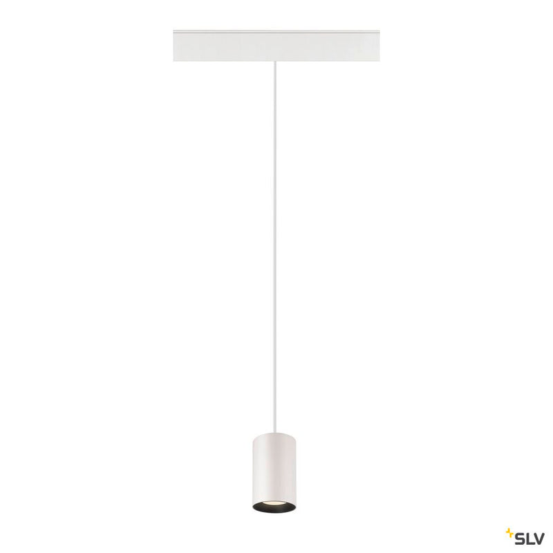 SLV 1006807 NUMINOS® XS, 48V pendant light, pendant length 150 cm, 4000 K, 40°, DALI 2, matt white / matt black