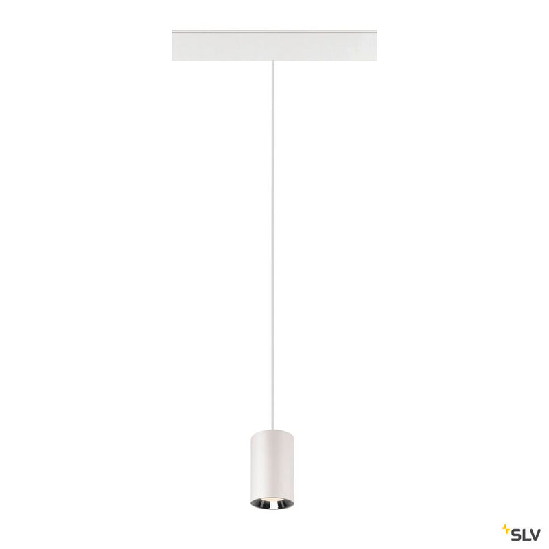 SLV 1006812 NUMINOS® XS, 48V pendant light, pendant length 150 cm, 4000 K, 55°, DALI 2, matt white / glossy chrome