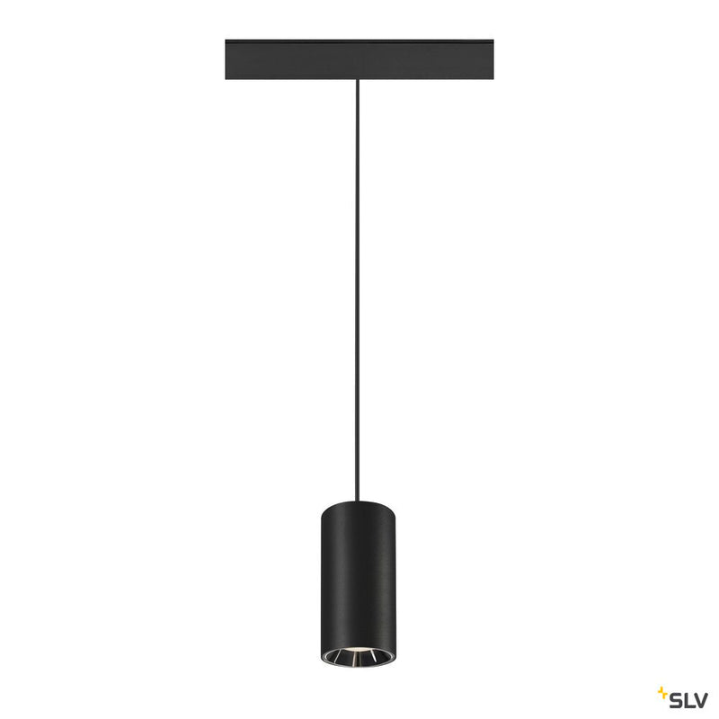 SLV 1006851 NUMINOS® S, 48V pendant light, pendant length 150 cm, 4000 K, 20°, DALI 2, matt black / glossy chrome
