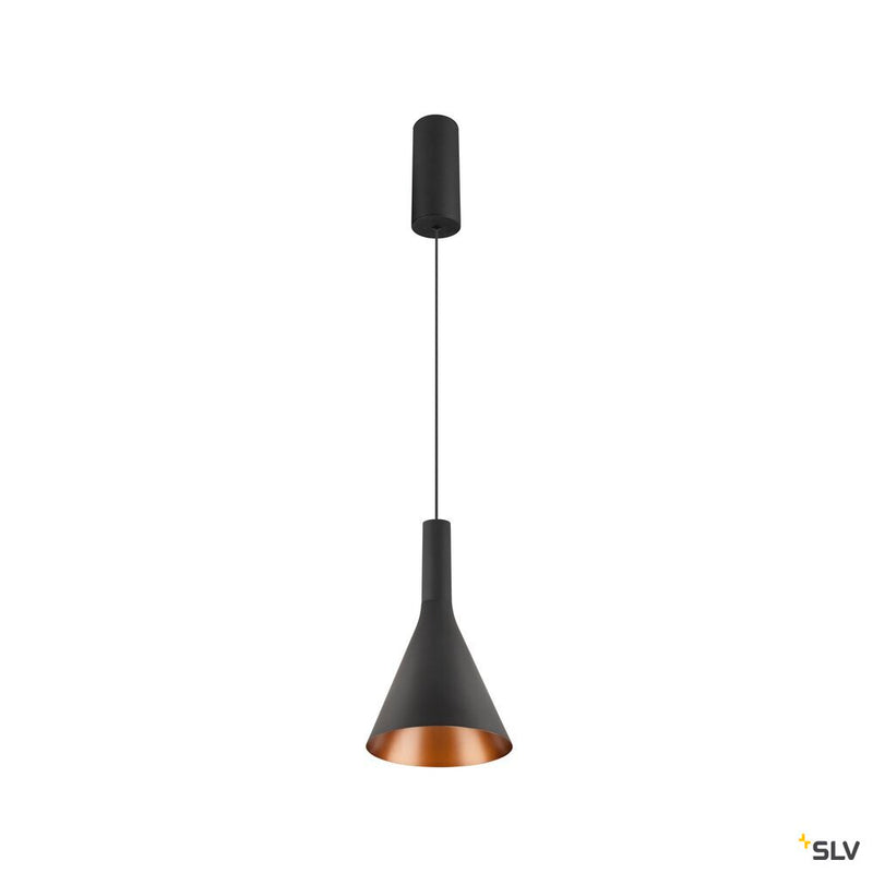 SLV 1010287 LALU®, pendant light, LED base, Mix&Match, surface mounted canopy, pendant length 200 cm, 2700/3000K, 40°, PHASE, black