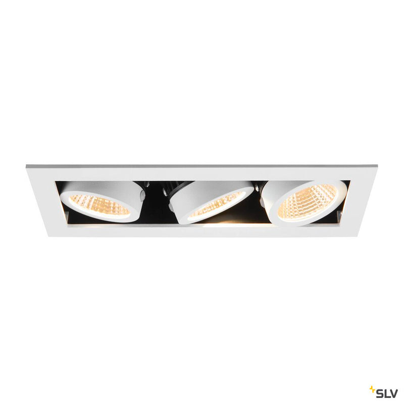 SLV 1007568 KADUX, recessed ceiling light, triple, 3000 K, 38°, IP 20, square, white
