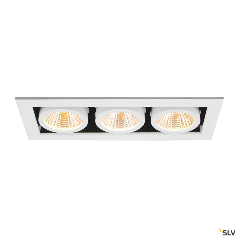 SLV 1007568 KADUX, recessed ceiling light, triple, 3000 K, 38°, IP 20, square, white
