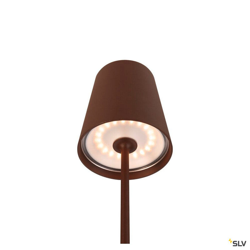 SLV 1007695 VINOLINA TWO, table lamp, battery-powered, IP65, 2200/2700/3000 K, TOUCH, rust