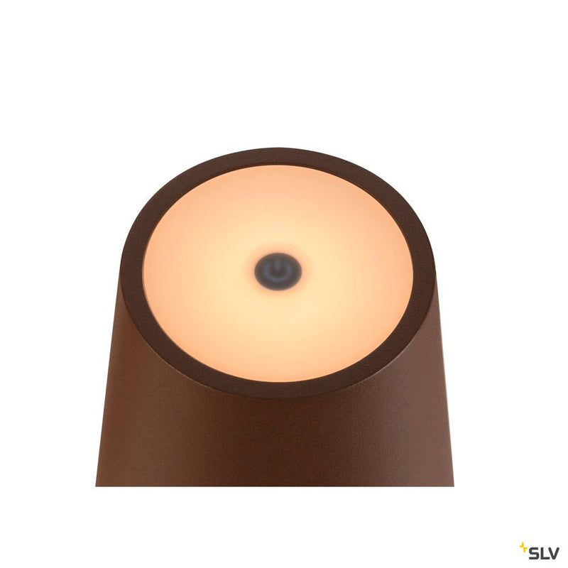 SLV 1007695 VINOLINA TWO, table lamp, battery-powered, IP65, 2200/2700/3000 K, TOUCH, rust