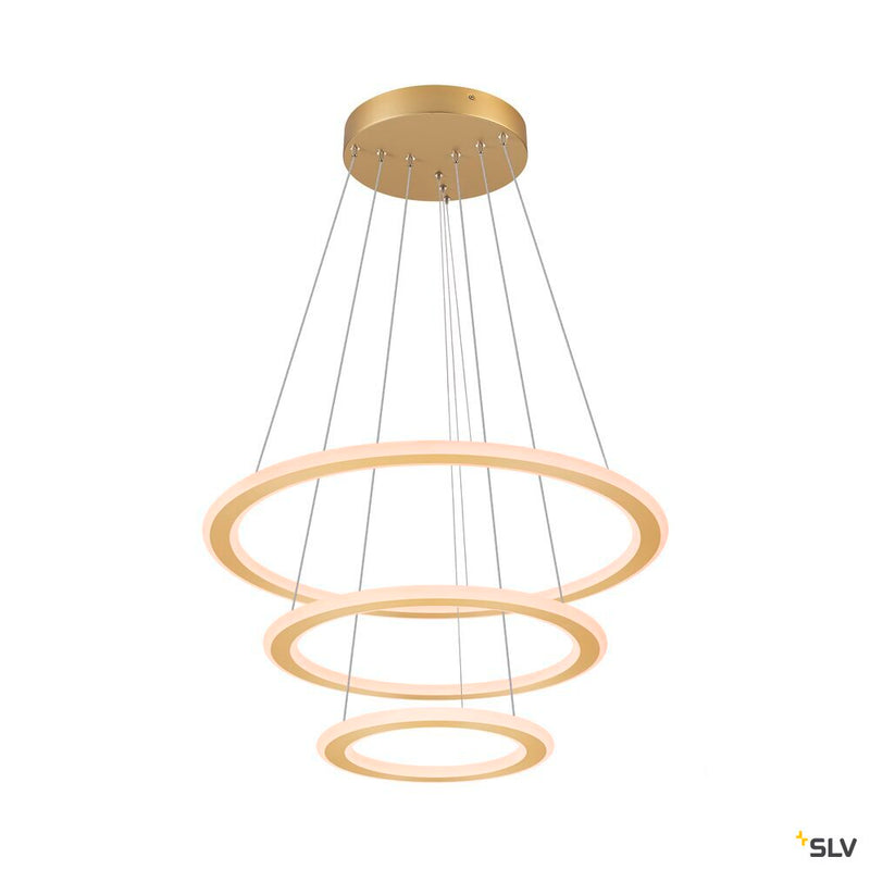 SLV 1007703 ONE FLAT, pendant light, triple, 300 cm, 2700/3000 K, DALI 2, Touch, brass