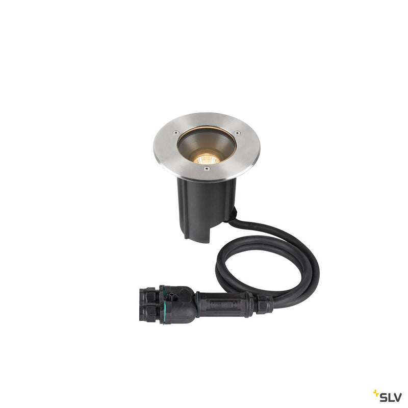SLV 1007810 DASAR® M, recessed floor light, round cover, 24°, 3000 K, incl. DALI driver, stainless steel