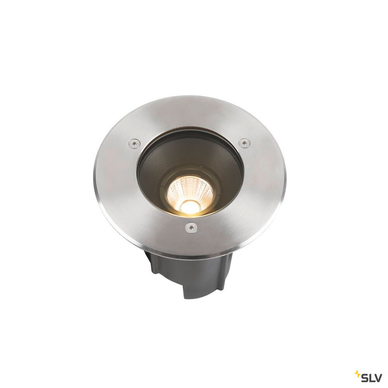 SLV 1007810 DASAR® M, recessed floor light, round cover, 24°, 3000 K, incl. DALI driver, stainless steel