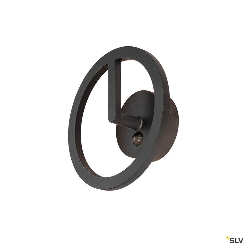 SLV 1007916 Q-RING, wall light, sensor, 3000 K, IP54, black