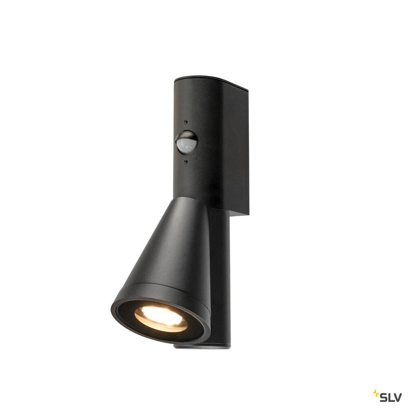 SLV 1008010 T-TUBE, wall-mounted light, GU10, single, sensor, IP44, max. 10 W, black