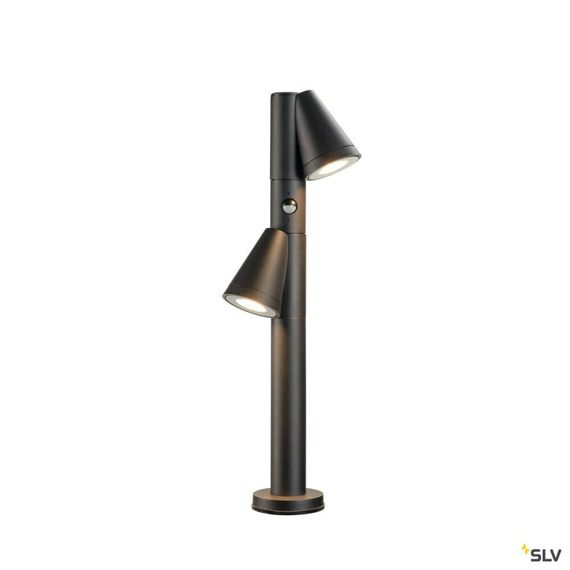 SLV 1008015 T-TUBE 70 POLE, outdoor free-standing light, GU10, double, sensor, IP44, max. 10 W, black