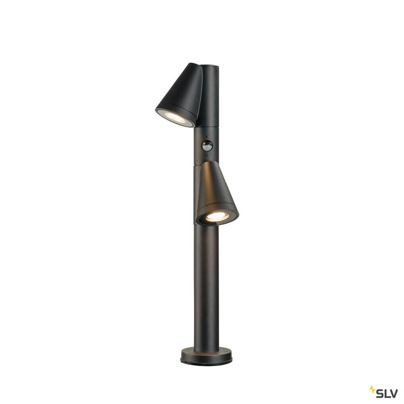 SLV 1008015 T-TUBE 70 POLE, outdoor free-standing light, GU10, double, sensor, IP44, max. 10 W, black