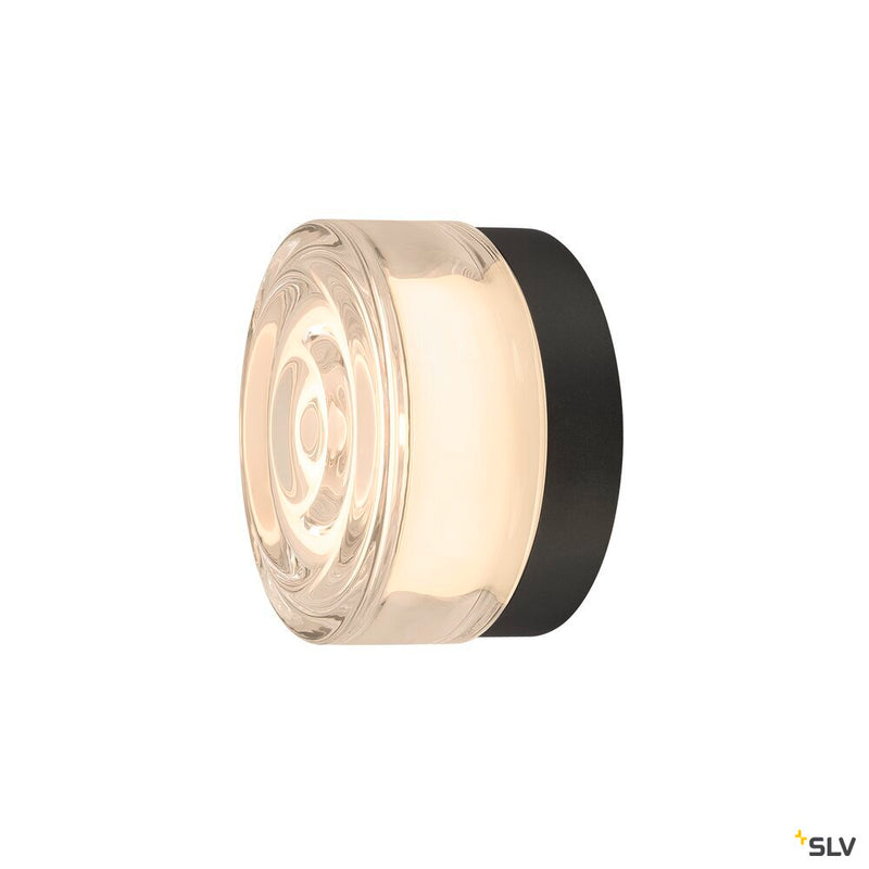 SLV 1008024 CYFT WAVE, wall- and ceiling-mounted light, 2700/3000/4000 K, 6.5 W, PHASE, black / clear