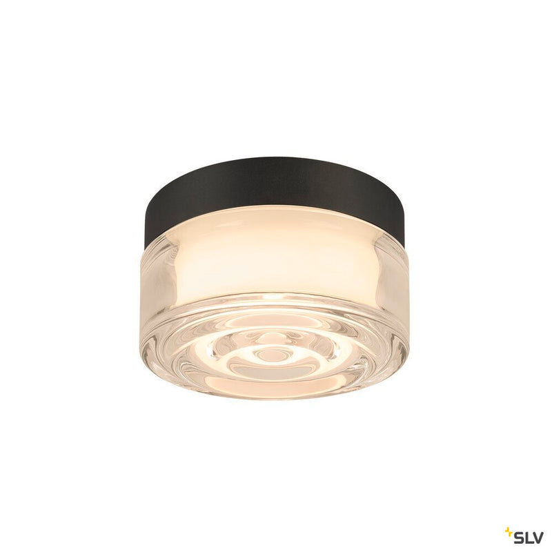 SLV 1008024 CYFT WAVE, wall- and ceiling-mounted light, 2700/3000/4000 K, 6.5 W, PHASE, black / clear