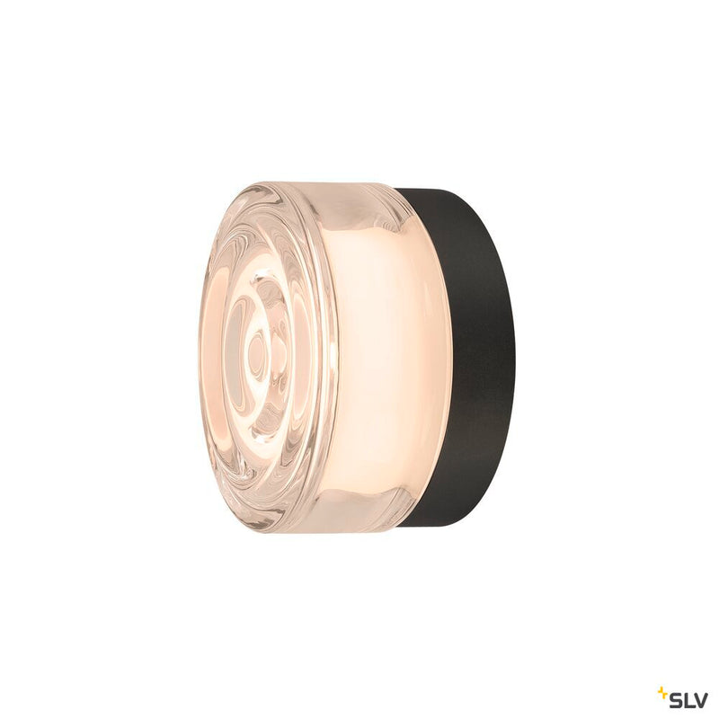 SLV 1008024 CYFT WAVE, wall- and ceiling-mounted light, 2700/3000/4000 K, 6.5 W, PHASE, black / clear