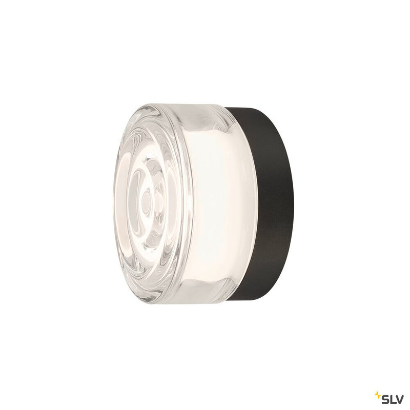 SLV 1008024 CYFT WAVE, wall- and ceiling-mounted light, 2700/3000/4000 K, 6.5 W, PHASE, black / clear