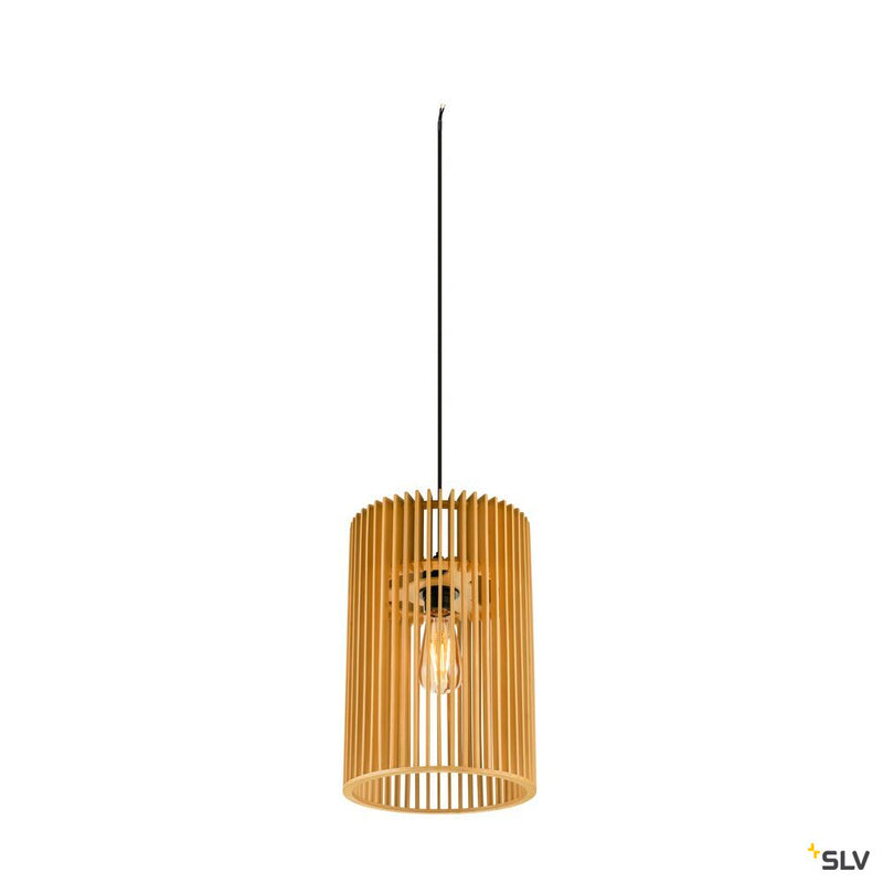SLV 1008047 WUD, pendant light, E27, cylindrical, open cable end, 1 x max. 60 W, black