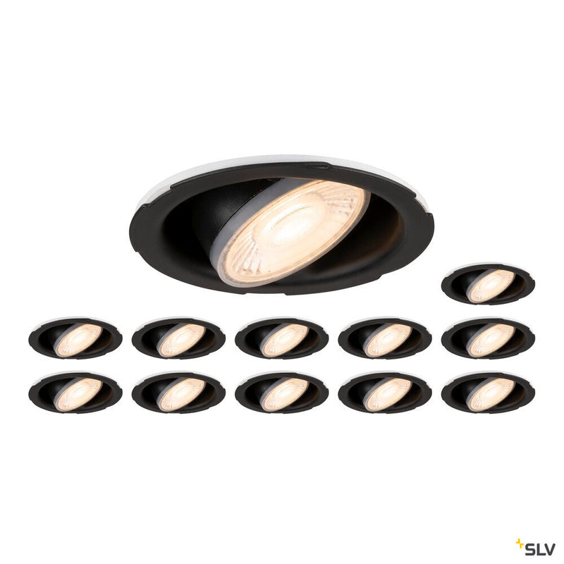 SLV 1008066 Set consisting of 12 x UNIVERSAL DOWNLIGHT PHASE IP20 38°, fixed/pivoting, without cover
