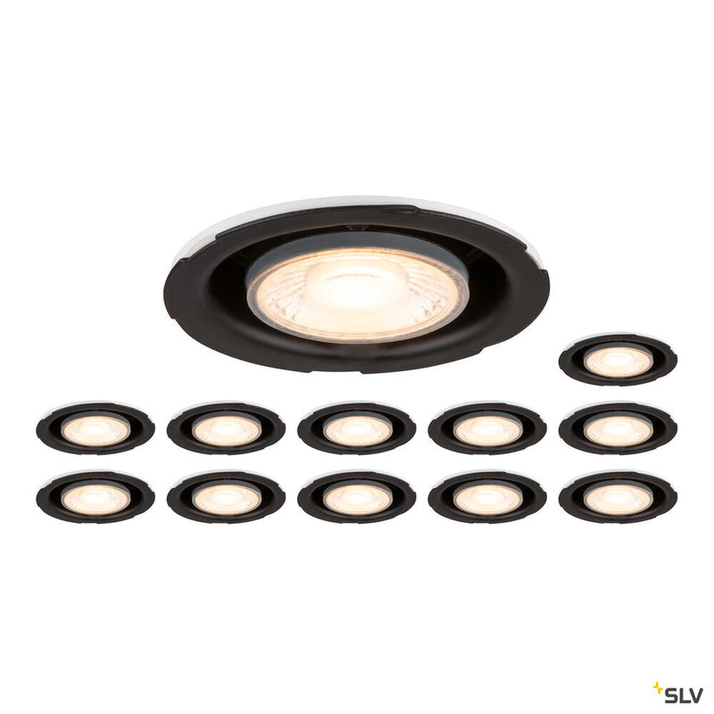 SLV 1008066 Set consisting of 12 x UNIVERSAL DOWNLIGHT PHASE IP20 38°, fixed/pivoting, without cover