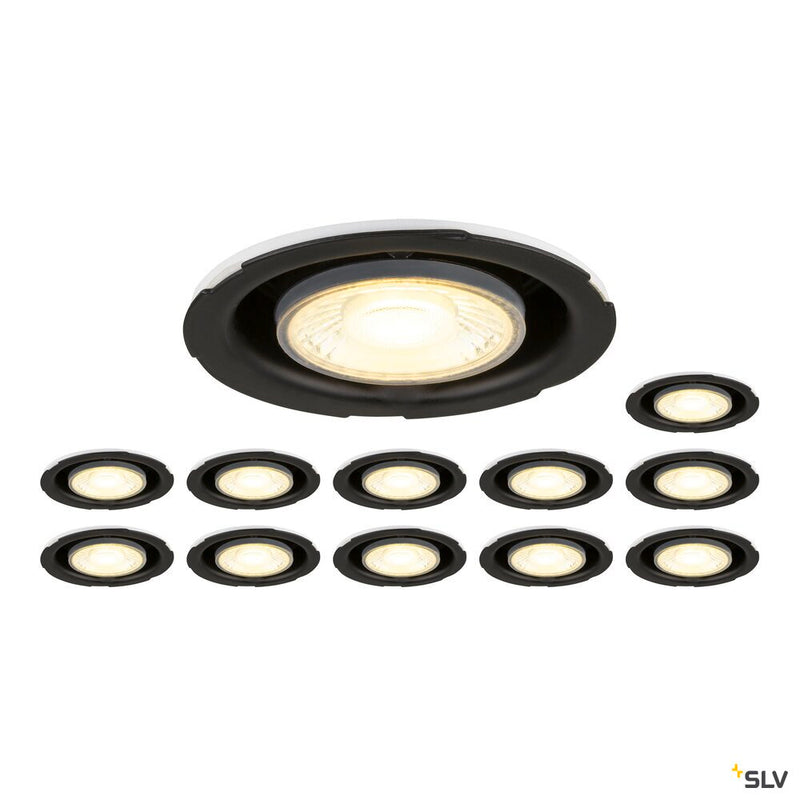 SLV 1008066 Set consisting of 12 x UNIVERSAL DOWNLIGHT PHASE IP20 38°, fixed/pivoting, without cover