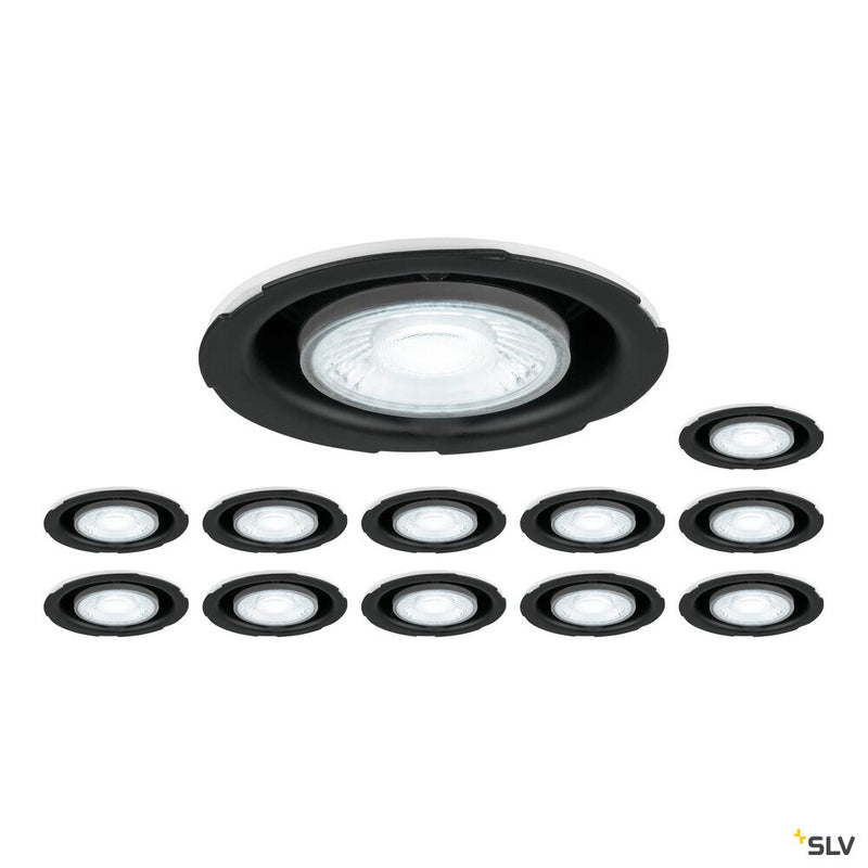 SLV 1008066 Set consisting of 12 x UNIVERSAL DOWNLIGHT PHASE IP20 38°, fixed/pivoting, without cover