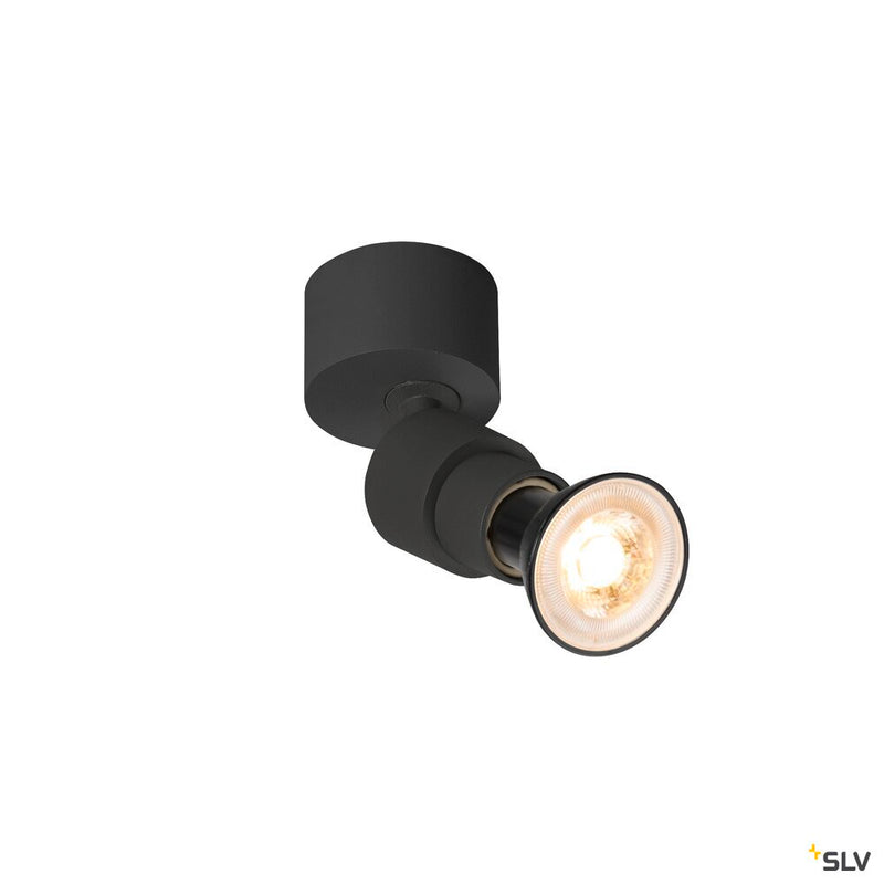 SLV 1008229 PURI 2.0 Basic, wall and ceiling-mounted light, round, 1x max. 6 W, GU10, black