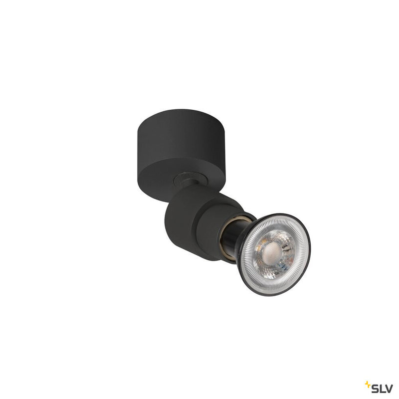 SLV 1008229 PURI 2.0 Basic, wall and ceiling-mounted light, round, 1x max. 6 W, GU10, black