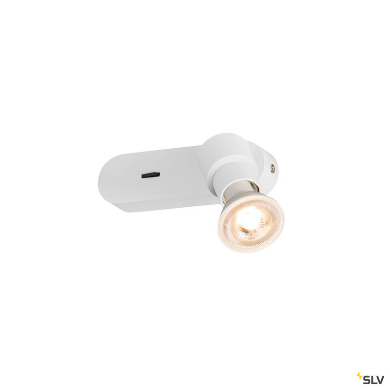 SLV 1008230 PURI 2.0 Basic, wall and ceiling-mounted light, switch, round, 1x max. 6 W GU10, white