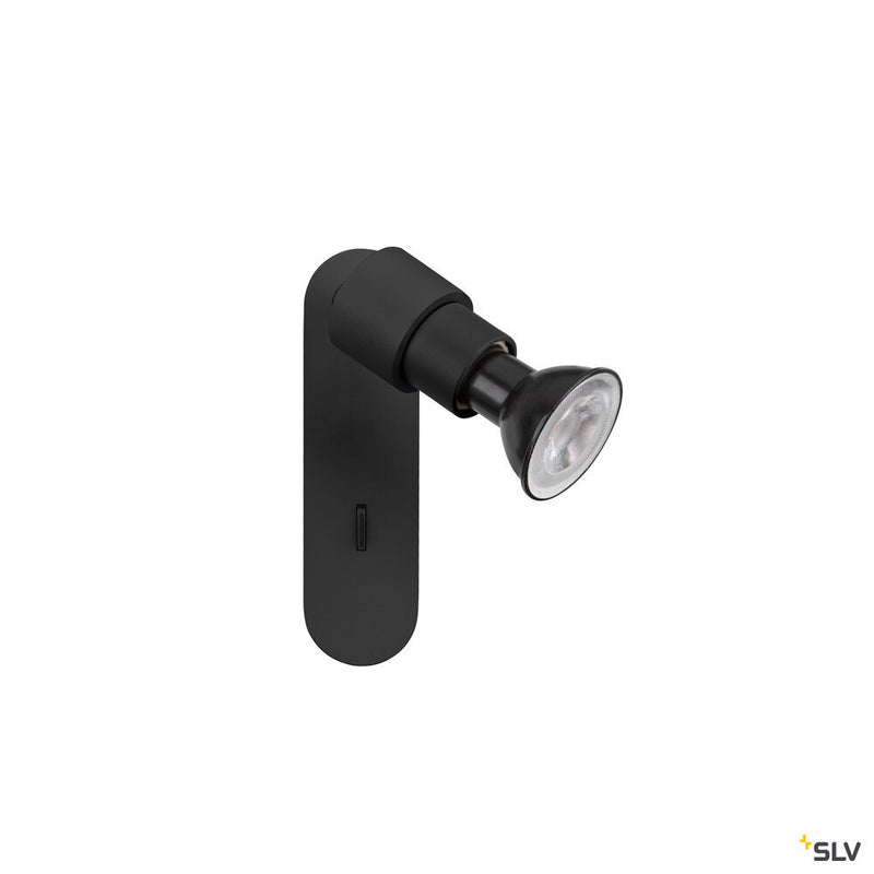 SLV 1008231 PURI 2.0 Basic, wall and ceiling-mounted light, switch, round, 1x max. 6 W GU10, black