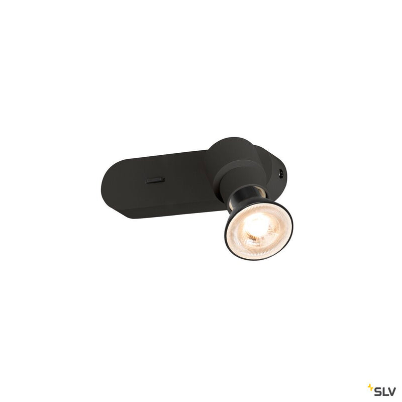 SLV 1008231 PURI 2.0 Basic, wall and ceiling-mounted light, switch, round, 1x max. 6 W GU10, black