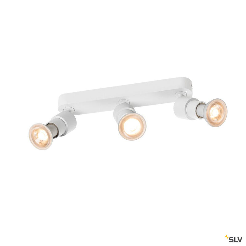 SLV 1008234 PURI 2.0 Basic, wall and ceiling-mounted light, long, round, 3 x max. 6 W GU10, white