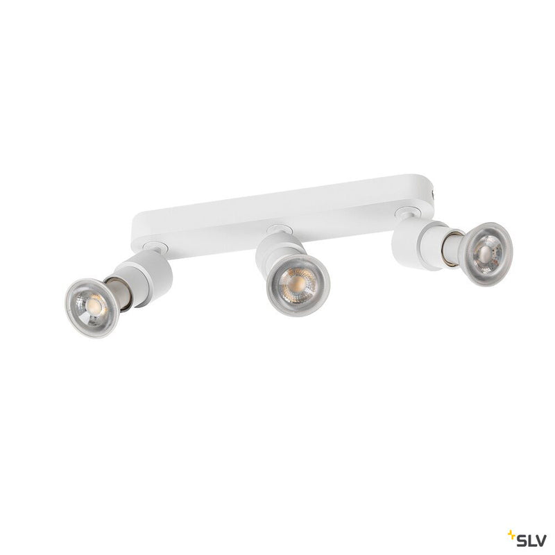 SLV 1008234 PURI 2.0 Basic, wall and ceiling-mounted light, long, round, 3 x max. 6 W GU10, white