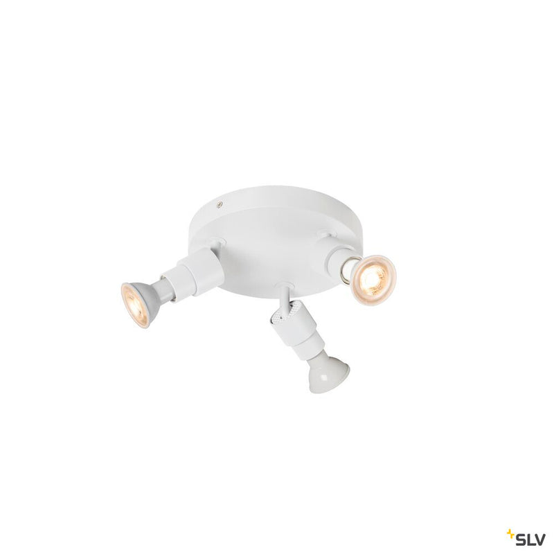 SLV 1008236 PURI 2.0 Basic, wall and ceiling-mounted light, round, 3 x max. 6 W, GU10, white