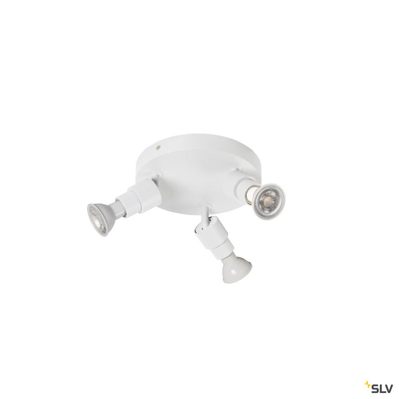 SLV 1008236 PURI 2.0 Basic, wall and ceiling-mounted light, round, 3 x max. 6 W, GU10, white
