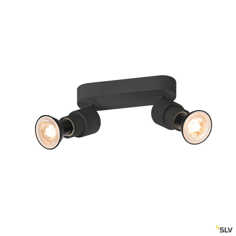 SLV 1008241 PURI 2.0 Basic, wall and ceiling-mounted light, 2 x max. 6 W GU10, black