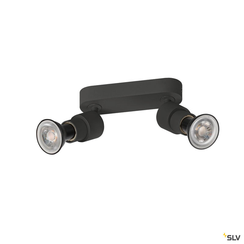 SLV 1008241 PURI 2.0 Basic, wall and ceiling-mounted light, 2 x max. 6 W GU10, black
