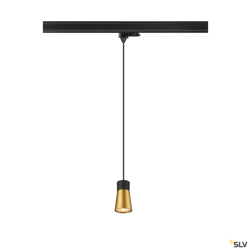 SLV 1008279 PURI 2.0 Cone, 3~ pendant light, GU10, pendant length 200 cm, 1x max. 6 W, black / gold