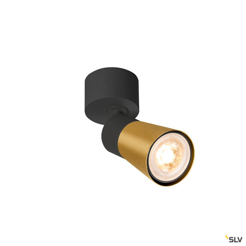SLV 1008289 PURI 2.0 Cone, wall and ceiling-mounted light, 1x max. 6 W GU10, black / gold