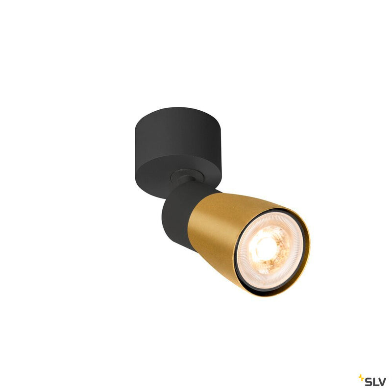SLV 1008293 PURI 2.0 Dome, wall and ceiling-mounted light, 1x max. 6 W GU10, black / gold