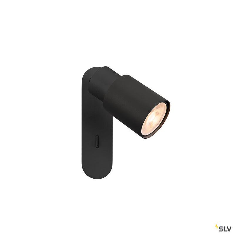 SLV 1008296 PURI 2.0 Tube, wall and ceiling-mounted light, switch, rectangular, 1x max. 6 W GU10, black