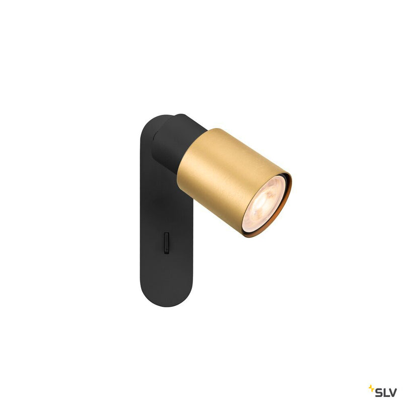 SLV 1008297 PURI 2.0 Tube, wall and ceiling-mounted light, switch, rectangular, 1x max. 6 W GU10, black / gold