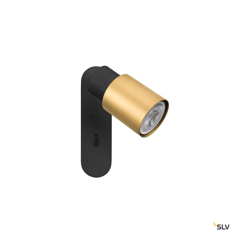 SLV 1008297 PURI 2.0 Tube, wall and ceiling-mounted light, switch, rectangular, 1x max. 6 W GU10, black / gold