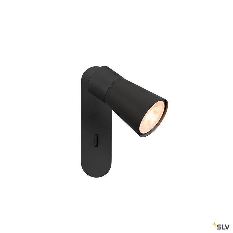 SLV 1008300 PURI 2.0 Cone, wall and ceiling-mounted light, switch, rectangular, 1x max. 6 W GU10, black
