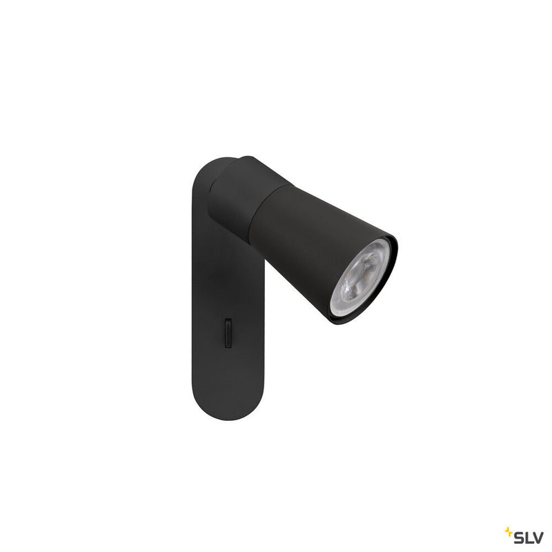 SLV 1008300 PURI 2.0 Cone, wall and ceiling-mounted light, switch, rectangular, 1x max. 6 W GU10, black