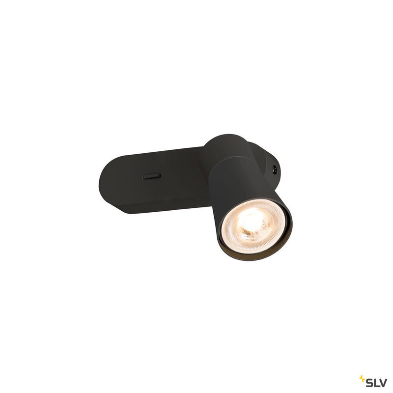 SLV 1008300 PURI 2.0 Cone, wall and ceiling-mounted light, switch, rectangular, 1x max. 6 W GU10, black