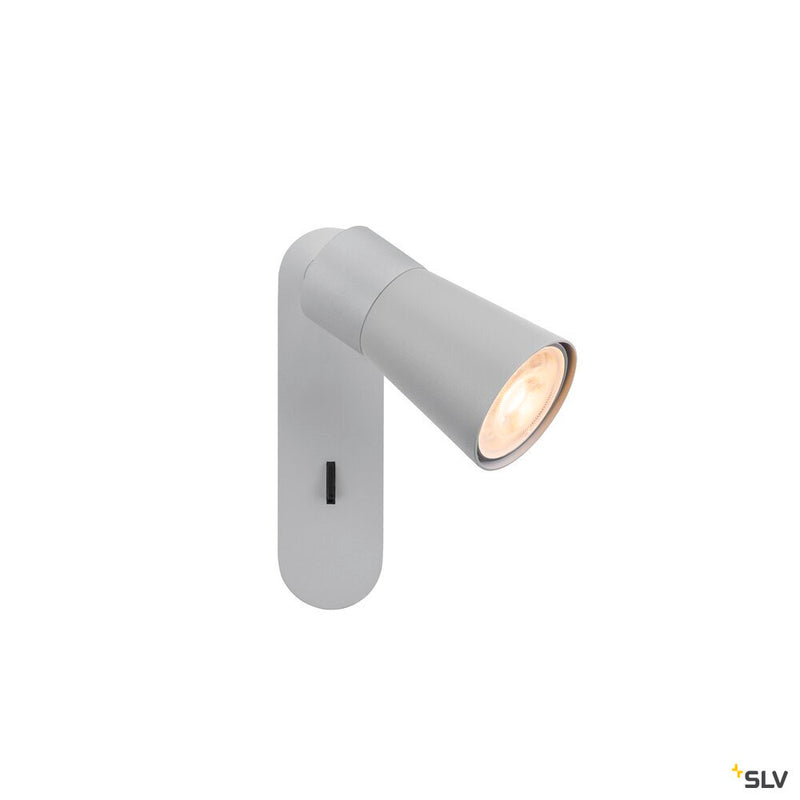 SLV 1008303 PURI 2.0 Cone, wall and ceiling-mounted light, switch, rectangular, 1x max. 6 W GU10, grey