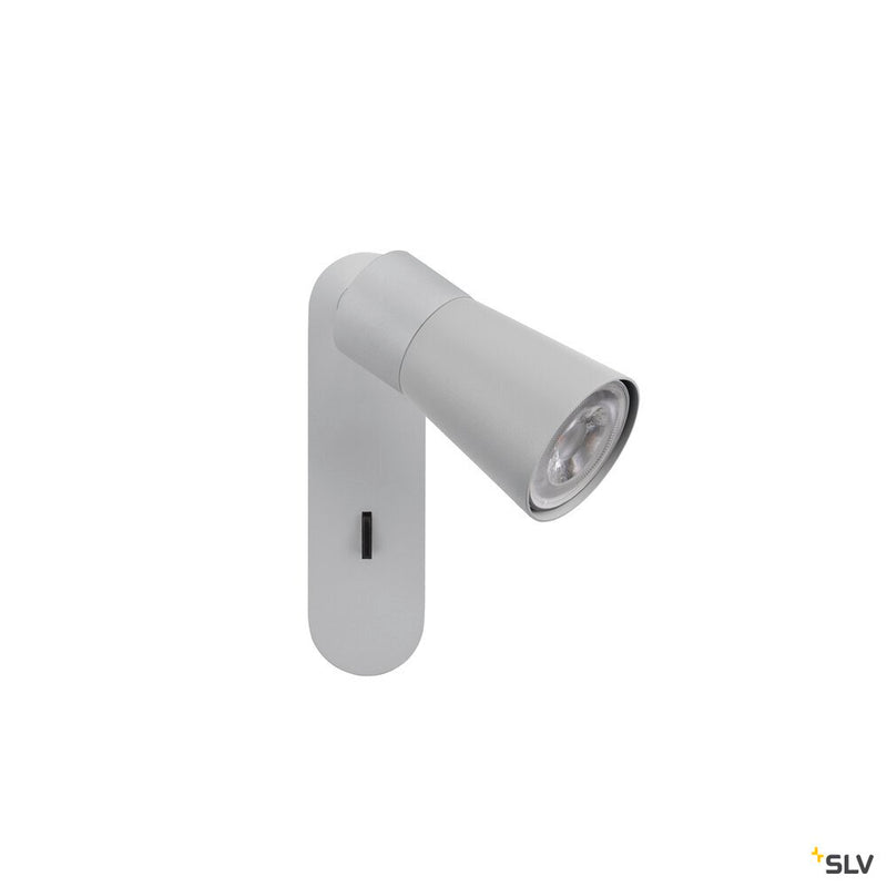 SLV 1008303 PURI 2.0 Cone, wall and ceiling-mounted light, switch, rectangular, 1x max. 6 W GU10, grey