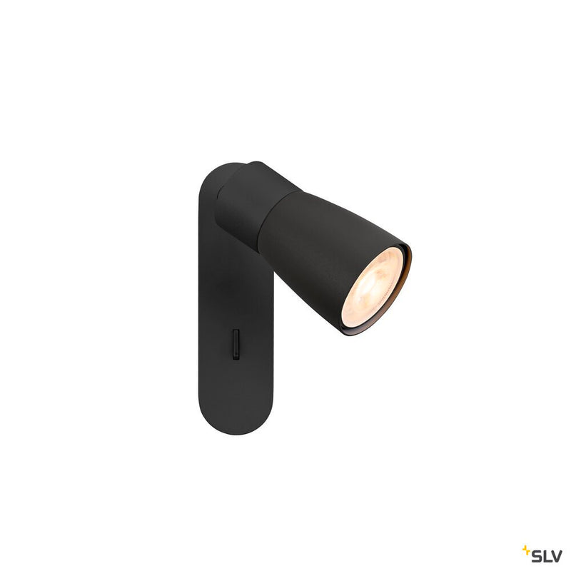 SLV 1008304 PURI 2.0 Dome, wall and ceiling-mounted light, switch, rectangular, 1x max. 6 W GU10, black