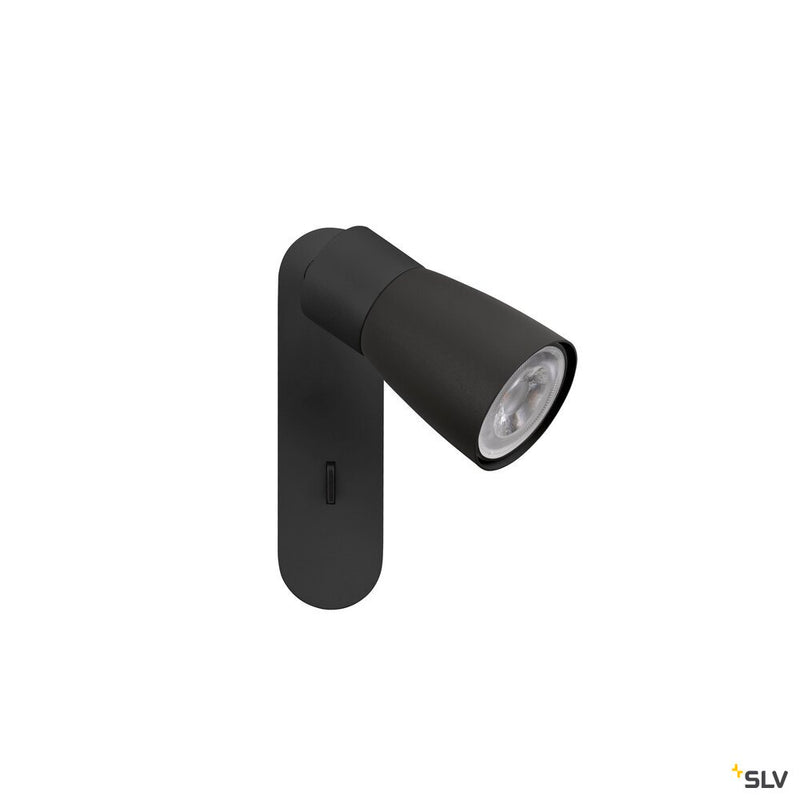SLV 1008304 PURI 2.0 Dome, wall and ceiling-mounted light, switch, rectangular, 1x max. 6 W GU10, black