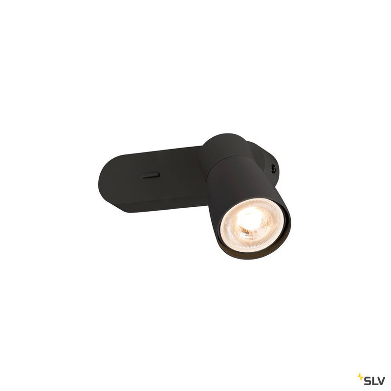 SLV 1008304 PURI 2.0 Dome, wall and ceiling-mounted light, switch, rectangular, 1x max. 6 W GU10, black